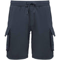 Washed Navy - Front - Native Spirit Mens French Terry Washed Cargo Shorts