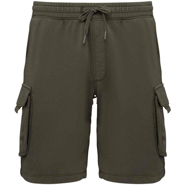 Washed Organic Khaki - Front - Native Spirit Mens French Terry Washed Cargo Shorts