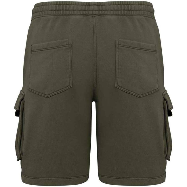 Washed Organic Khaki - Back - Native Spirit Mens French Terry Washed Cargo Shorts