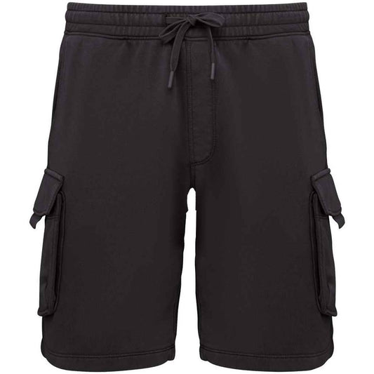 Washed Black - Front - Native Spirit Mens French Terry Washed Cargo Shorts
