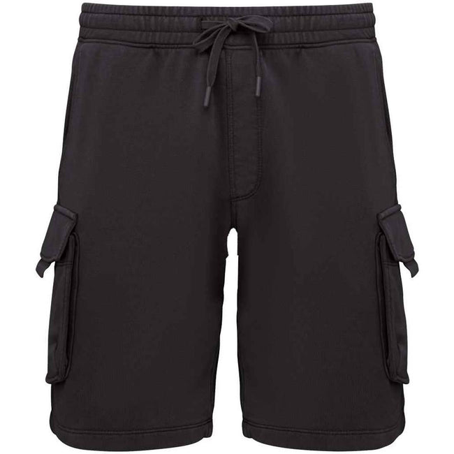 Washed Black - Front - Native Spirit Mens French Terry Washed Cargo Shorts