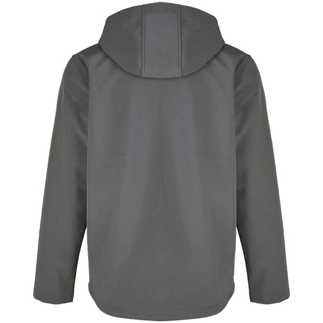 Charcoal - Back - SOLS Mens Race Hooded Soft Shell Jacket