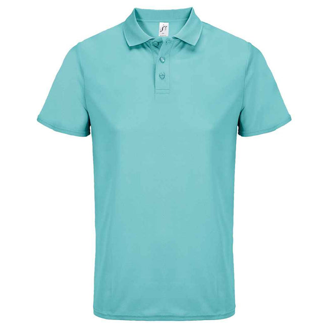 Pool Blue - Front - SOLS Unisex Adult Pitcher Recycled Polyester Polo Shirt