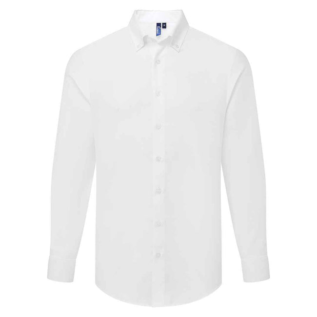 White - Front - Premier Mens Supreme Oxford Long-Sleeved Formal Shirt