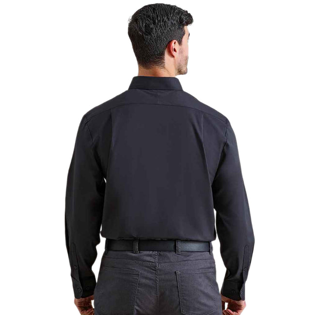 Black - Back - Premier Mens Supreme Oxford Long-Sleeved Formal Shirt