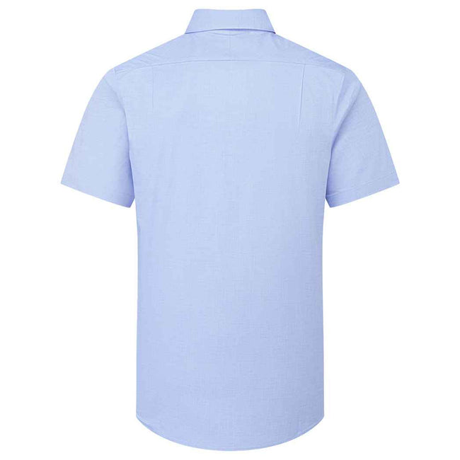 Oxford Blue - Back - Premier Mens Supreme Oxford Short-Sleeved Formal Shirt