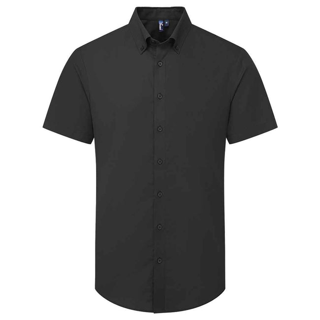 Black - Front - Premier Mens Supreme Oxford Short-Sleeved Formal Shirt
