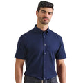 Navy - Side - Premier Mens Supreme Oxford Short-Sleeved Formal Shirt