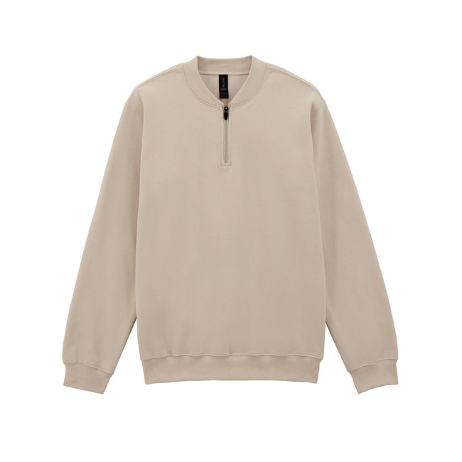 Sand - Front - Gildan Unisex Adult Softstyle Midweight Quarter Zip Sweatshirt