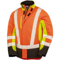Fluorescent Yellow-Orange-Black - Front - Result Genuine Recycled Mens 3 Tone 3 Layer Printable Safety Soft Shell Jacket