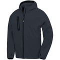 Navy - Front - Result Genuine Recycled Mens Hooded 3 Layer Printable Soft Shell Jacket