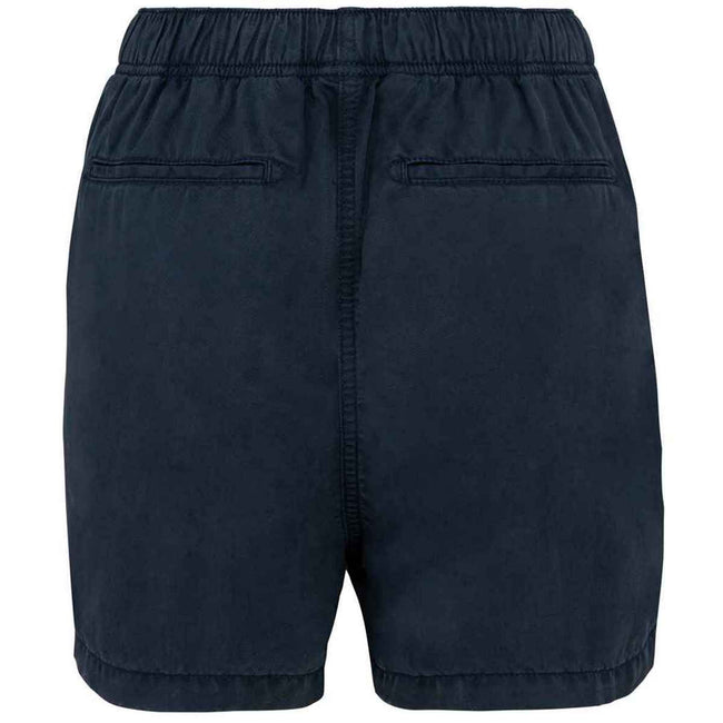 Washed Navy - Back - Spasso Womens-Ladies Tencel Shorts