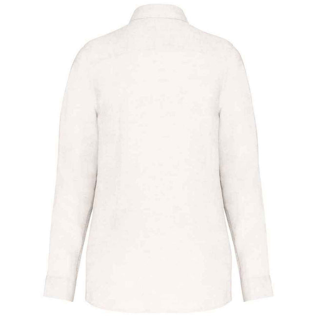 White - Back - Spasso Womens-Ladies Linen Long-Sleeved Shirt