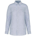 Linen Blue - Front - Spasso Womens-Ladies Linen Long-Sleeved Shirt