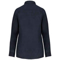 Navy - Back - Spasso Womens-Ladies Linen Long-Sleeved Shirt