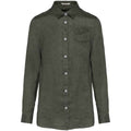 Organic Khaki - Front - Spasso Womens-Ladies Linen Long-Sleeved Shirt