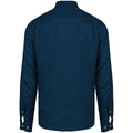 Peacock Blue - Back - Spasso Mens Linen Long-Sleeved Shirt