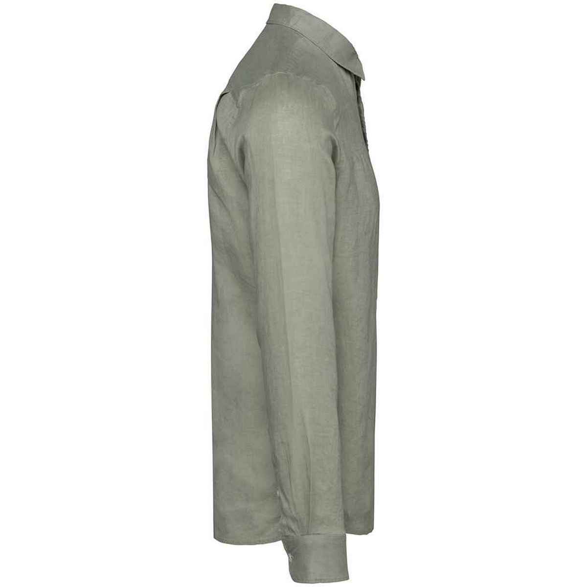 Almond Green - Side - Spasso Mens Linen Long-Sleeved Shirt
