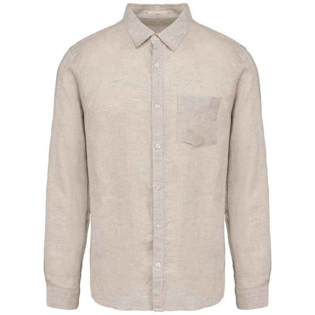 Linen - Front - Spasso Mens Linen Long-Sleeved Shirt