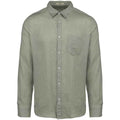 Almond Green - Front - Spasso Mens Linen Long-Sleeved Shirt