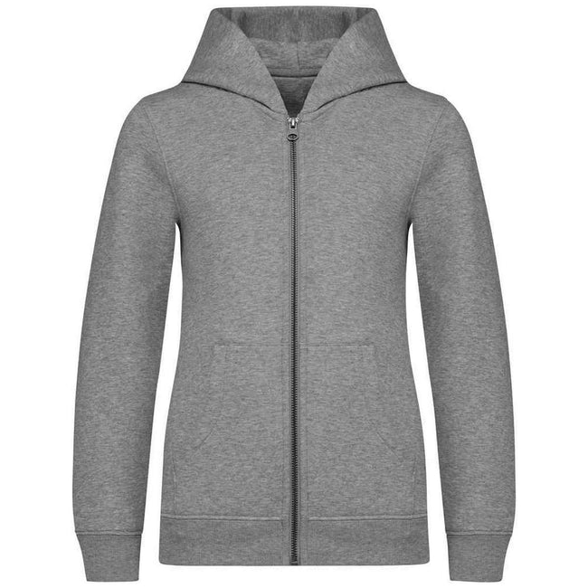 Moon Grey Heather - Front - Native Spirit Childrens-Kids Full Zip Hoodie