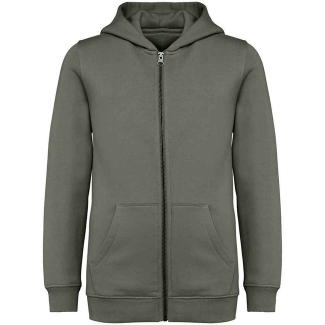 Organic Khaki - Front - Native Spirit Childrens-Kids Full Zip Hoodie