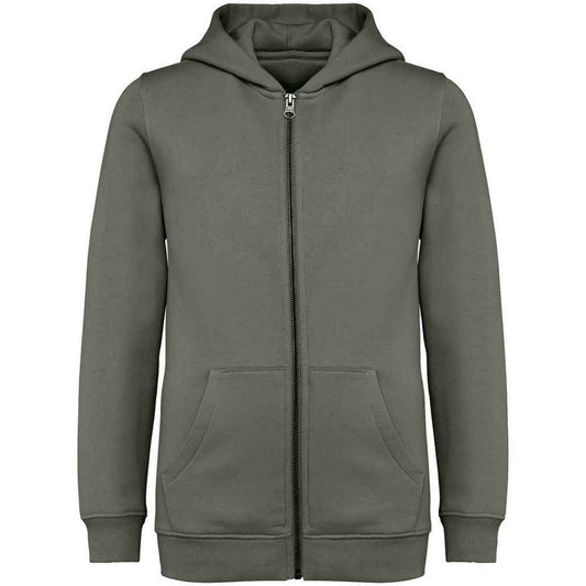 Organic Khaki - Front - Native Spirit Childrens-Kids Full Zip Hoodie