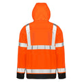 Fluorescent Orange-Black - Back - Result Genuine Recycled Mens Prism Hi-Vis Heavy Duty Hooded Jacket