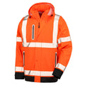 Fluorescent Orange-Black - Front - Result Genuine Recycled Mens Prism Hi-Vis Heavy Duty Hooded Jacket