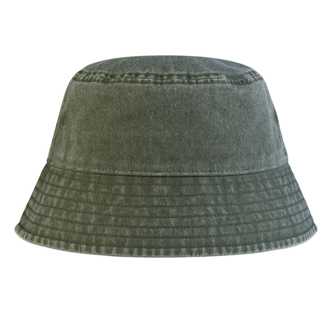 Vintage Sage Green - Front - Beechfield Childrens-Kids Vintage Bucket Hat