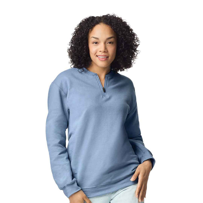 Stone Blue - Pack Shot - Gildan Unisex Adult Midweight Quarter Zip Sweatshirt