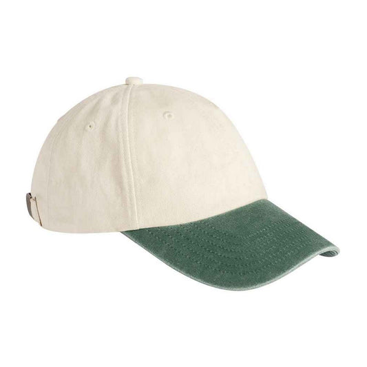 Natural-Vintage Bottle Green - Front - Beechfield Unisex Adult Contrast Low Profile Baseball Cap
