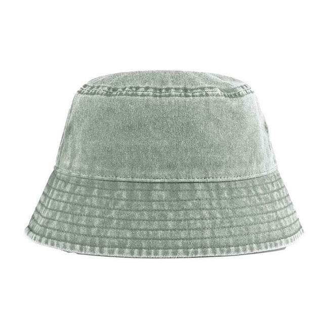 Vintage Sage Green - Front - Beechfield Childrens-Kids Vintage Bucket Hat