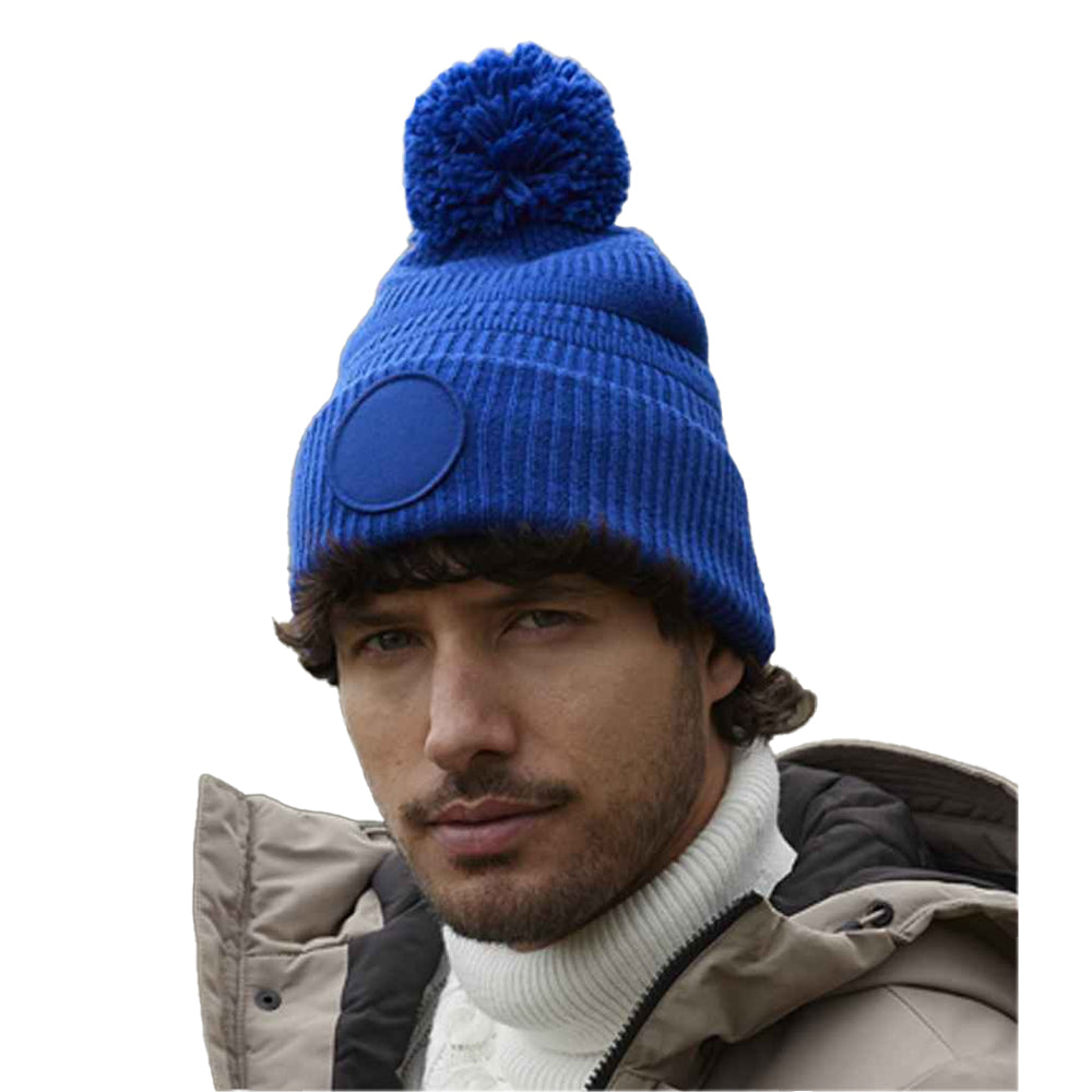 Bright Royal - Side - Beechfield Mens Patch Beanie