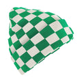 Kelly Green-Off White - Back - Beechfield Unisex Adult Checkerboard Beanie