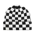 Black-Soft White - Front - Beechfield Unisex Adult Checkerboard Beanie