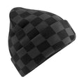 Black-Charcoal - Back - Beechfield Unisex Adult Checkerboard Beanie