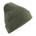 Olive Green - Front - Beechfield Unisex Adult Cuffed Organic Cotton Heavyweight Beanie