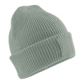Dusty Green - Front - Beechfield Childrens-Kids Cuffed Tonal Patch Beanie