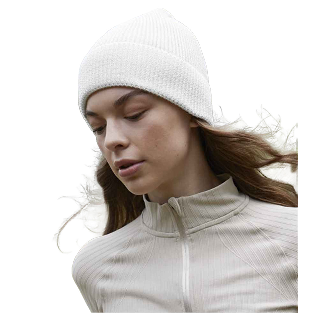 White - Side - Beechfield Unisex Adult Streetlite Reflective Beanie
