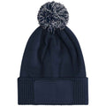 French Navy-Light Grey - Back - Beechfield Childrens-Kids Snowstar Patch Beanie