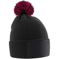 Black-Classic Red - Front - Beechfield Childrens-Kids Snowstar Patch Beanie