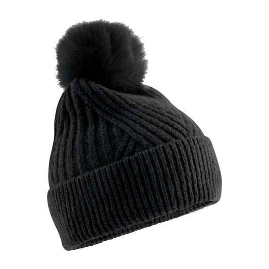 Black - Front - Beechfield Womens-Ladies Snow Luxe Beanie
