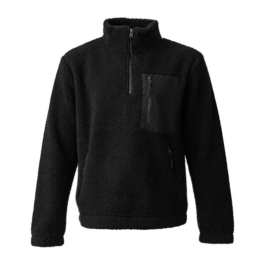 Black - Front - Ravine Unisex Adult Borg Quarter Zip Fleece Jacket