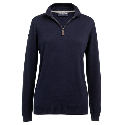 Navy - Front - Brook Taverner Womens-Ladies Taylor Quarter Zip Jumper