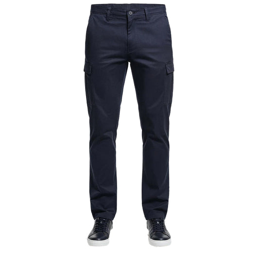 Navy - Front - Brook Taverner Mens Durham Chino Cargo Trousers