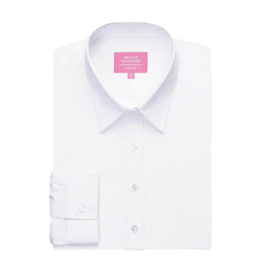 White - Front - Brook Taverner Womens-Ladies Silvi Fitted Long-Sleeved Blouse