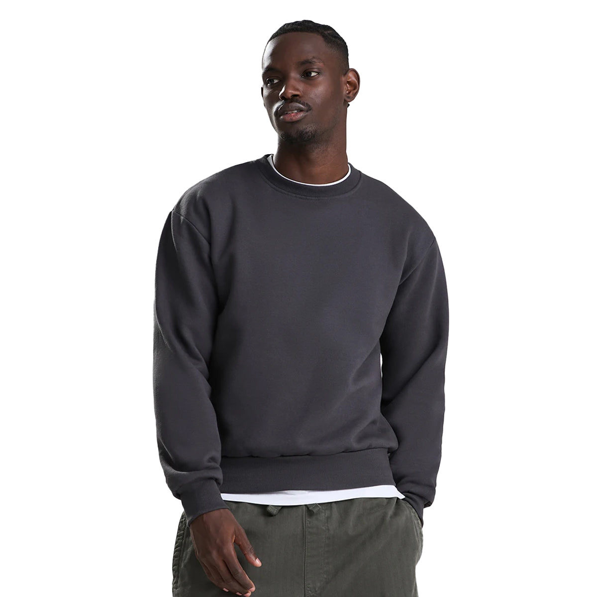Solid Charcoal - Side - Awdis Mens Vision Heavyweight Sweatshirt