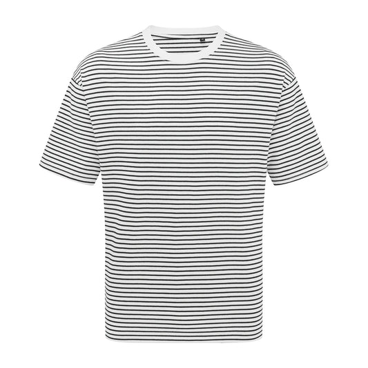Black-White - Front - Premier Unisex Adult Utility 2.0 Contrast Striped Oversized T-Shirt