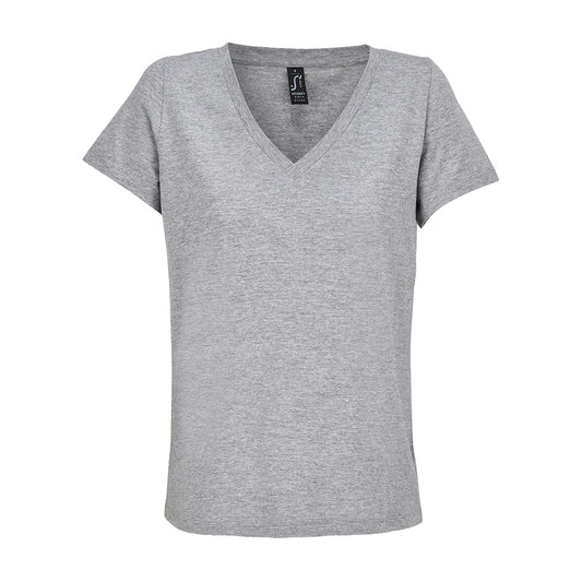 Grey Marl - Front - SOLS Womens-Ladies Regent Marl V Neck T-Shirt